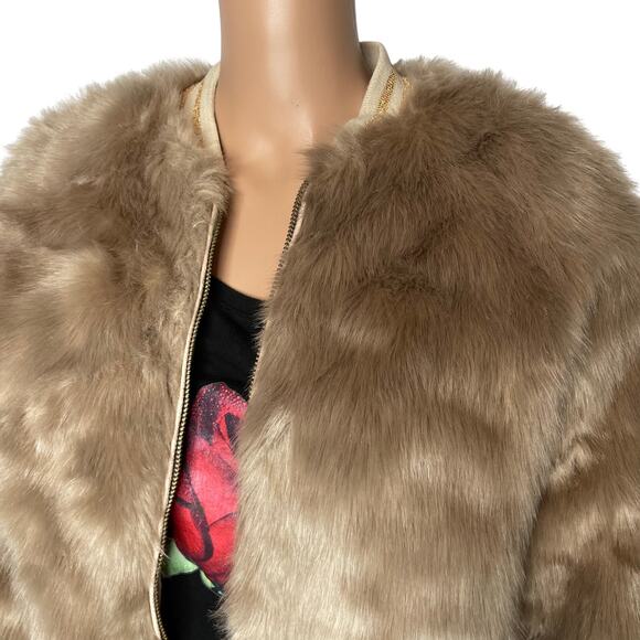 Mother womens The Letterman Faux Fur Bomber Jacket size M Wash stroke of fortune - Picture 13 of 13